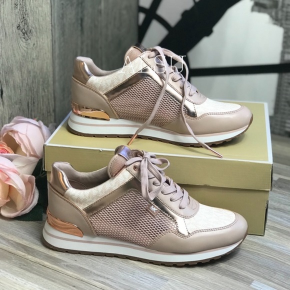 NWT Michael Kors Maddy Trainer Napa PU SF Pink W - Picture 6 of 7